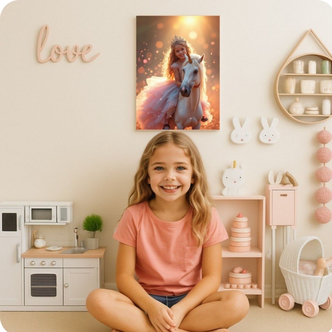 Princess Lily and Her Magical Unicorn Portrait