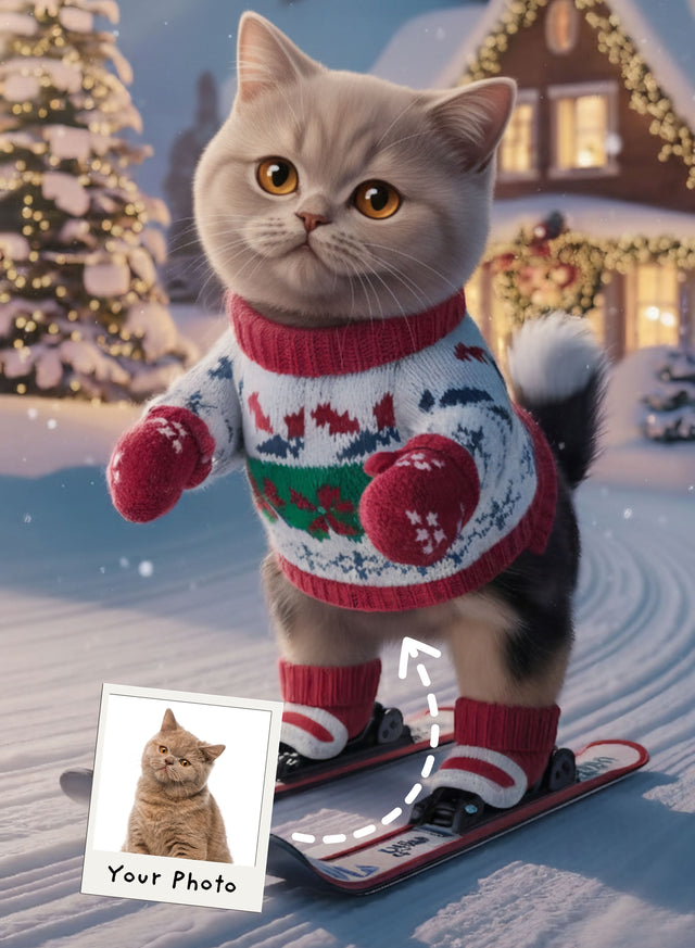 Winter Ski Paws Portrait
