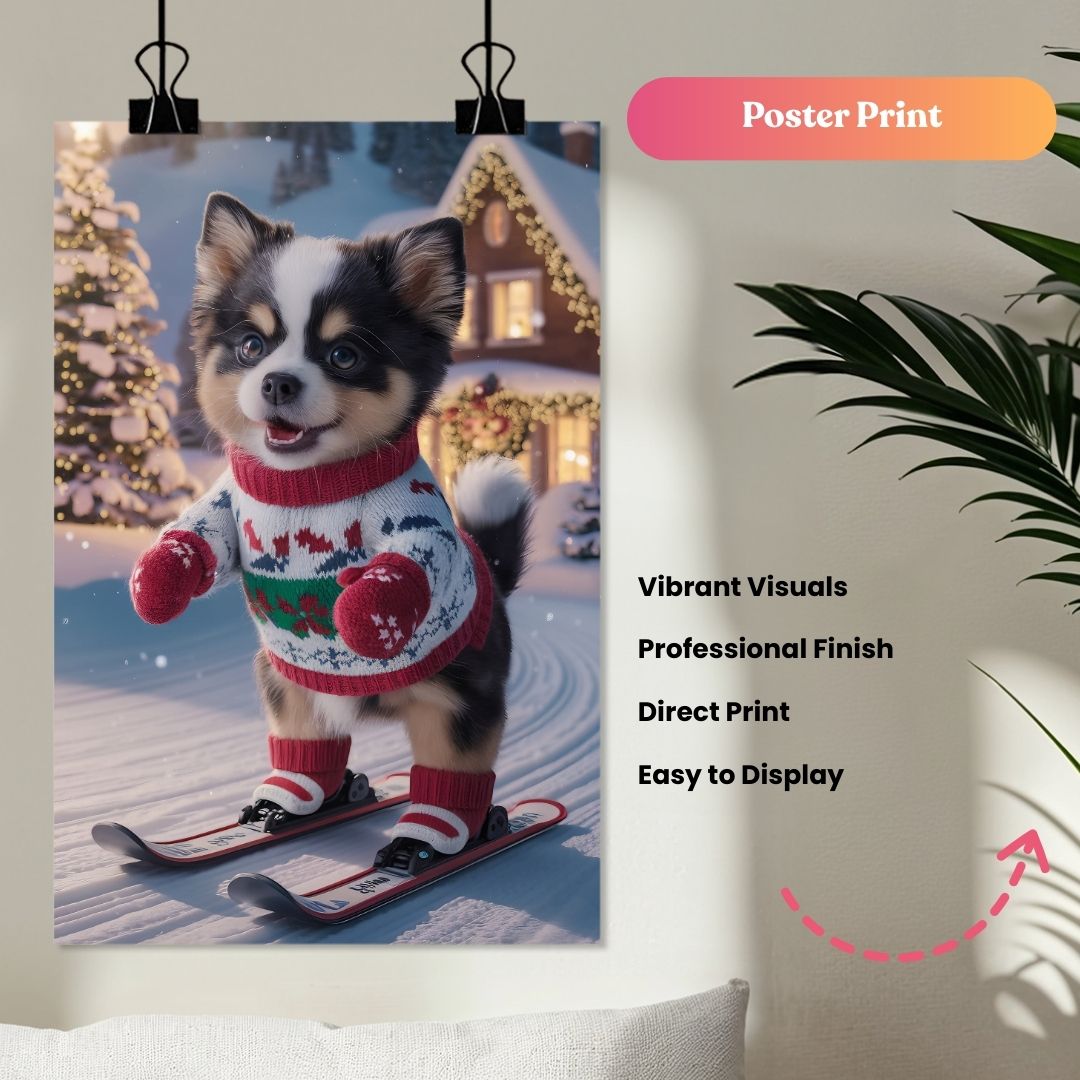 Winter Ski Paws Portrait