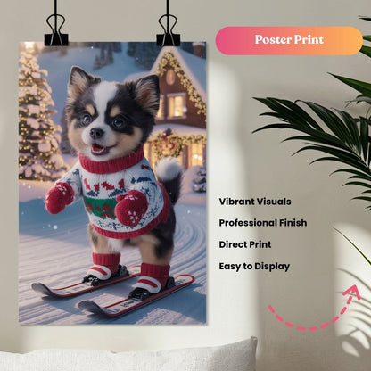 Winter Ski Paws Portrait