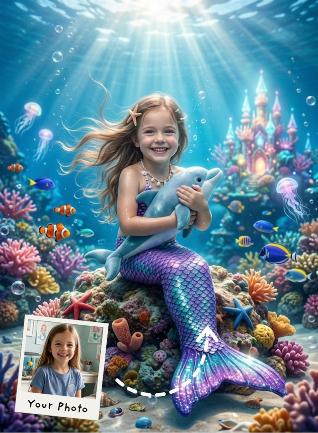Dolphin Mermaid Princess Portrait