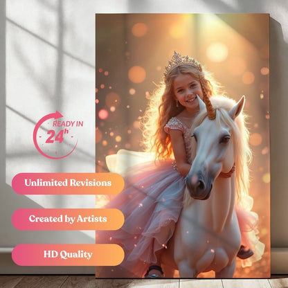 Princess Lily and Her Magical Unicorn Portrait