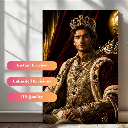 Crowned King in Power Portrait