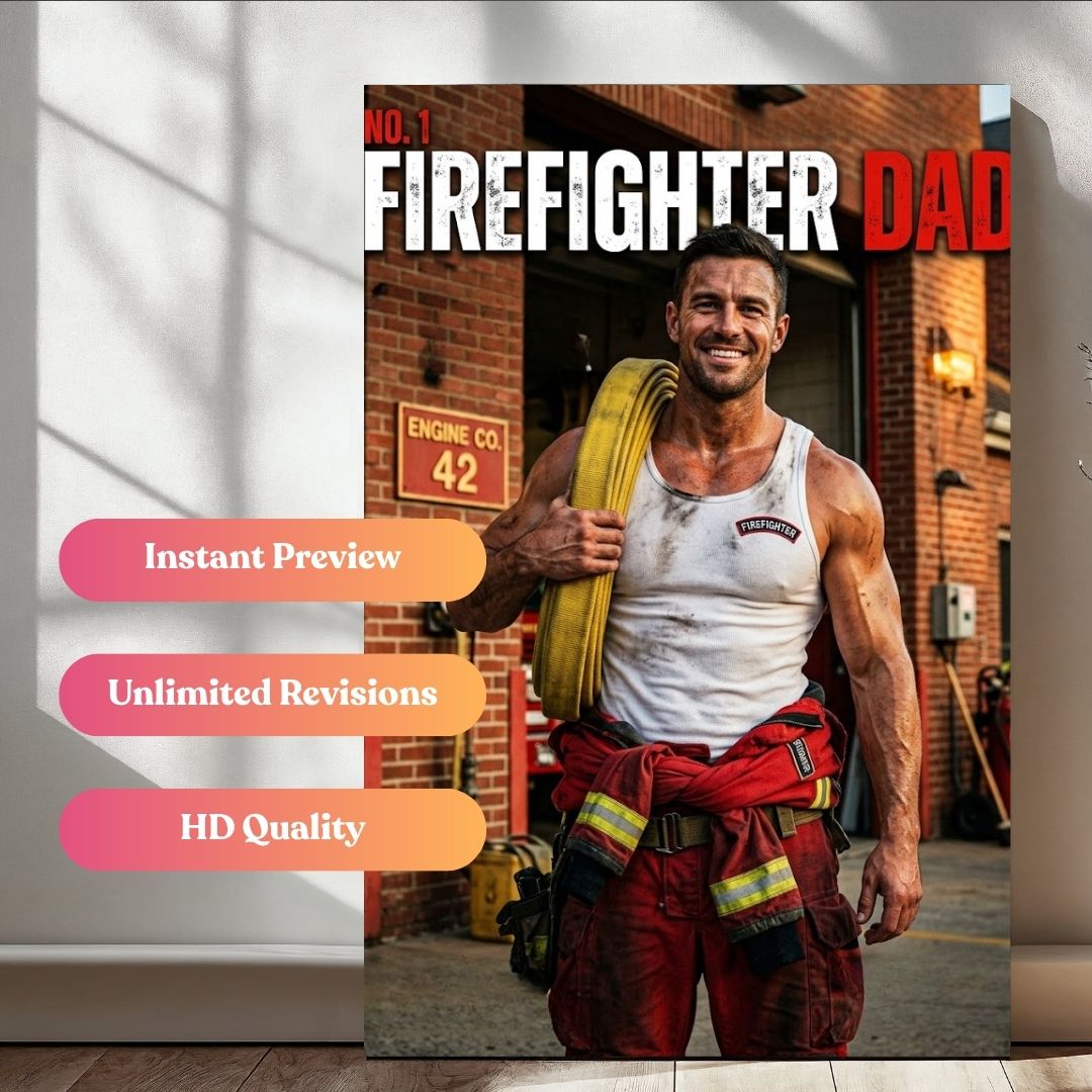 Firefighter Dad, Forever Our Hero Portrait