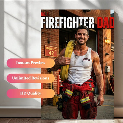 Firefighter Dad, Forever Our Hero Portrait