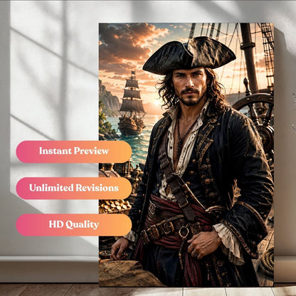 The Fearless Pirate Captain Portrait