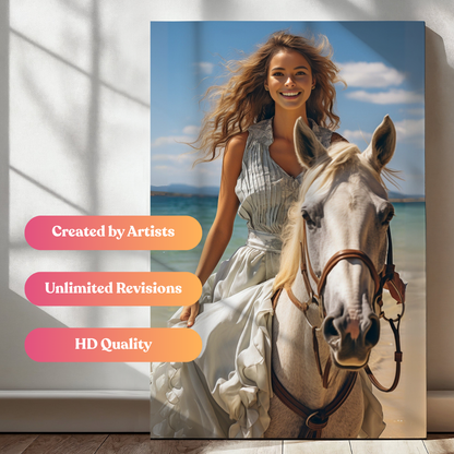 Summer White Horse Maiden Portrait