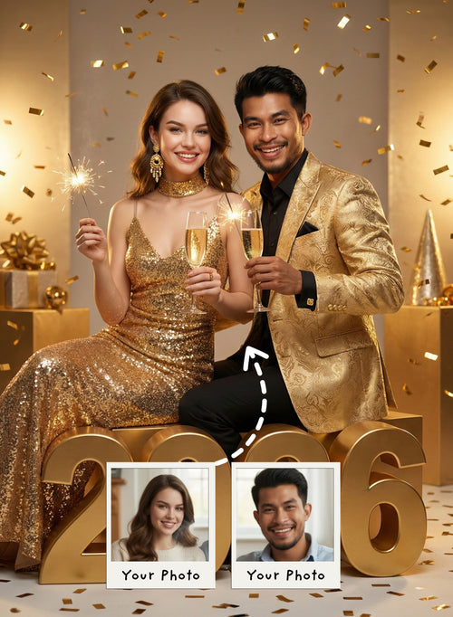 Cheers to New Year Couple Portrait