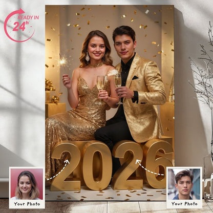 Cheers to New Year Couple Portrait