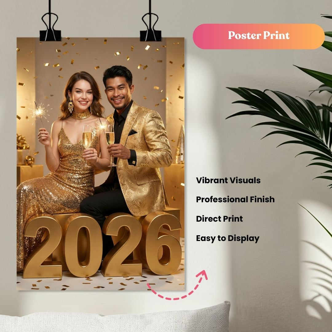 Cheers to New Year Couple Portrait