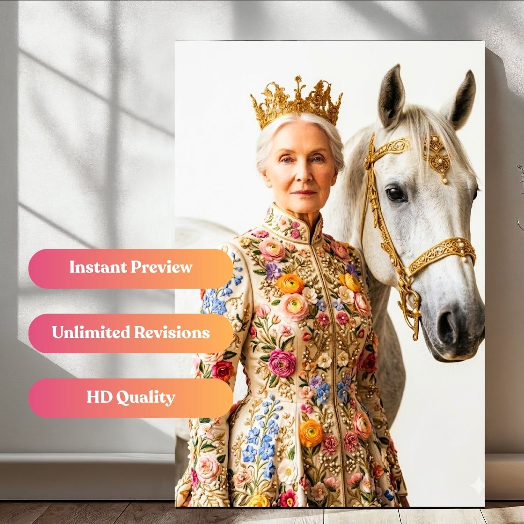 The Majestic Queen of the White Stallion Portrait