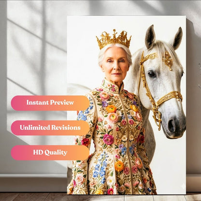 The Majestic Queen of the White Stallion Portrait