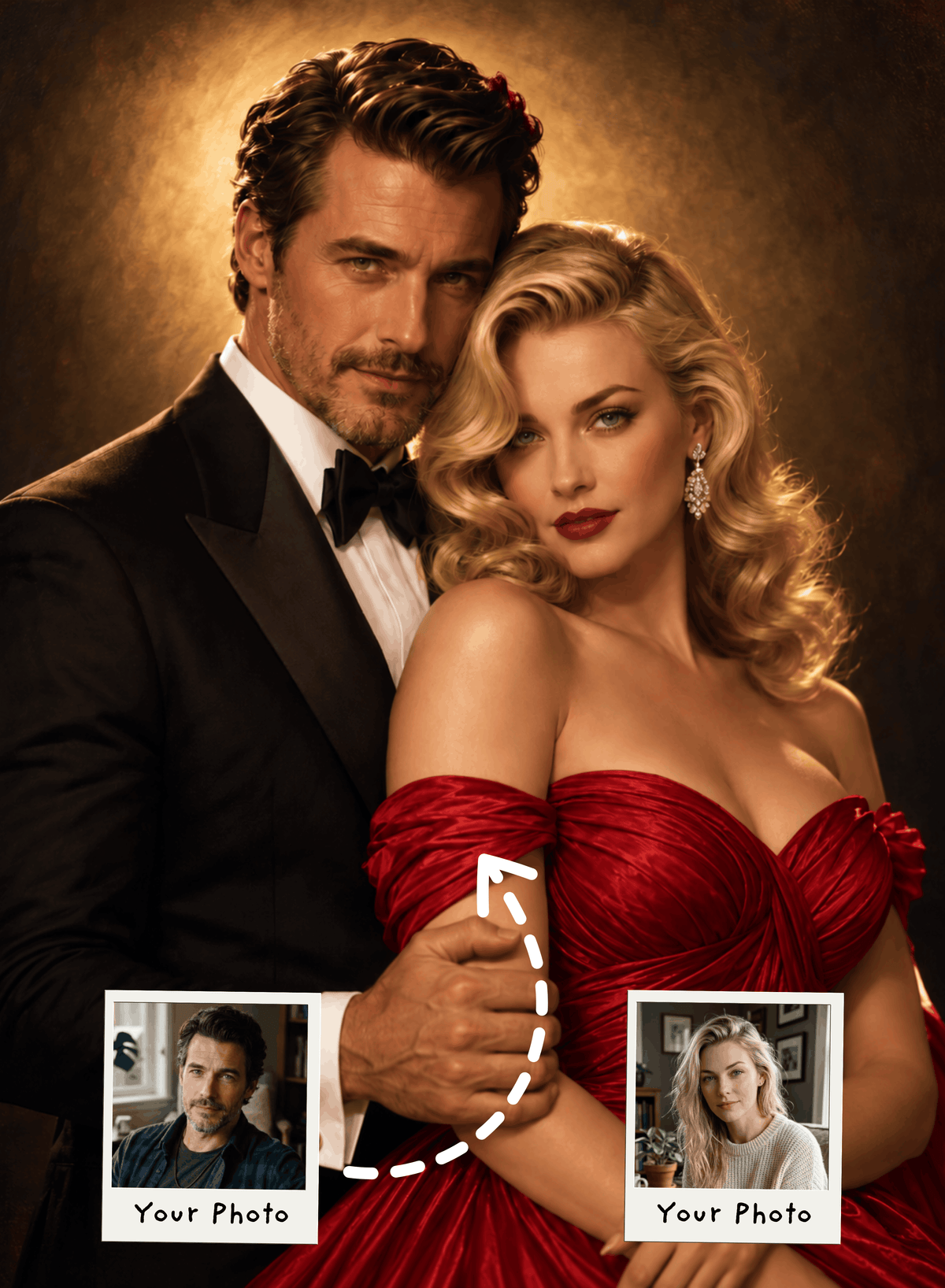 The Golden Hollywood Glamour Couple Portrait
