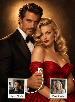 The Golden Hollywood Glamour Couple Portrait