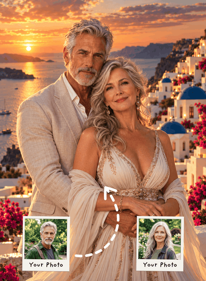 The Golden Sunset in Santorini Portrait