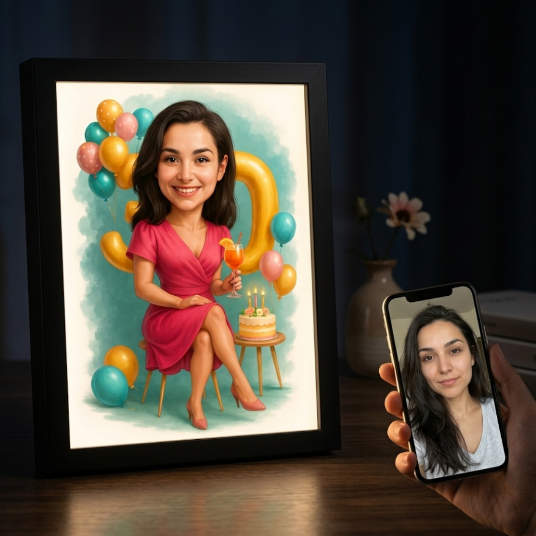 Golden Peach Party Portrait