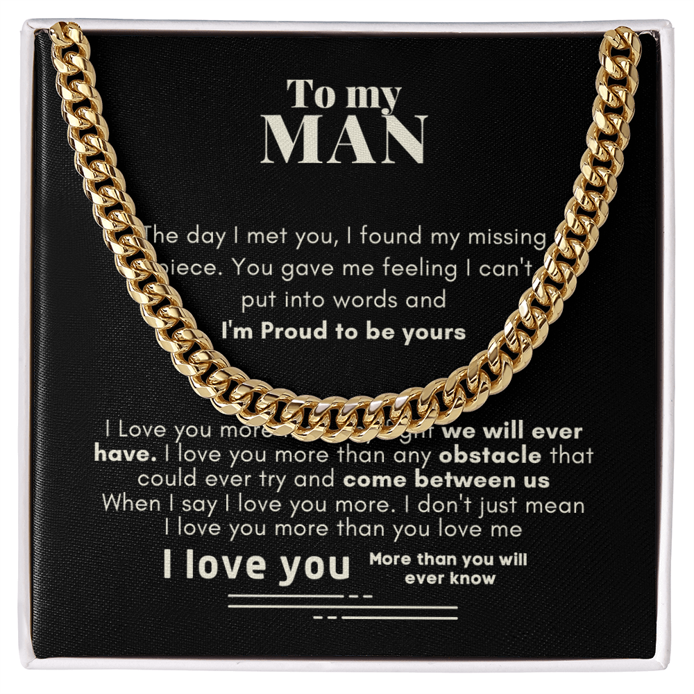 To My Man Proud To Be Yours Cuban Link Chain Necklace