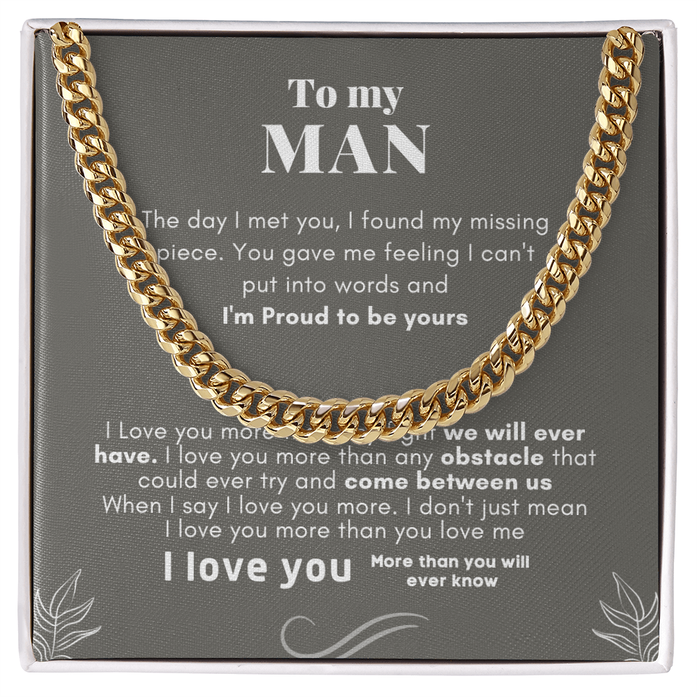 To My Man Cuban Link Chain Necklace V3