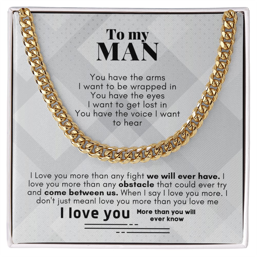 To My Man Cuban Link Chain Necklace