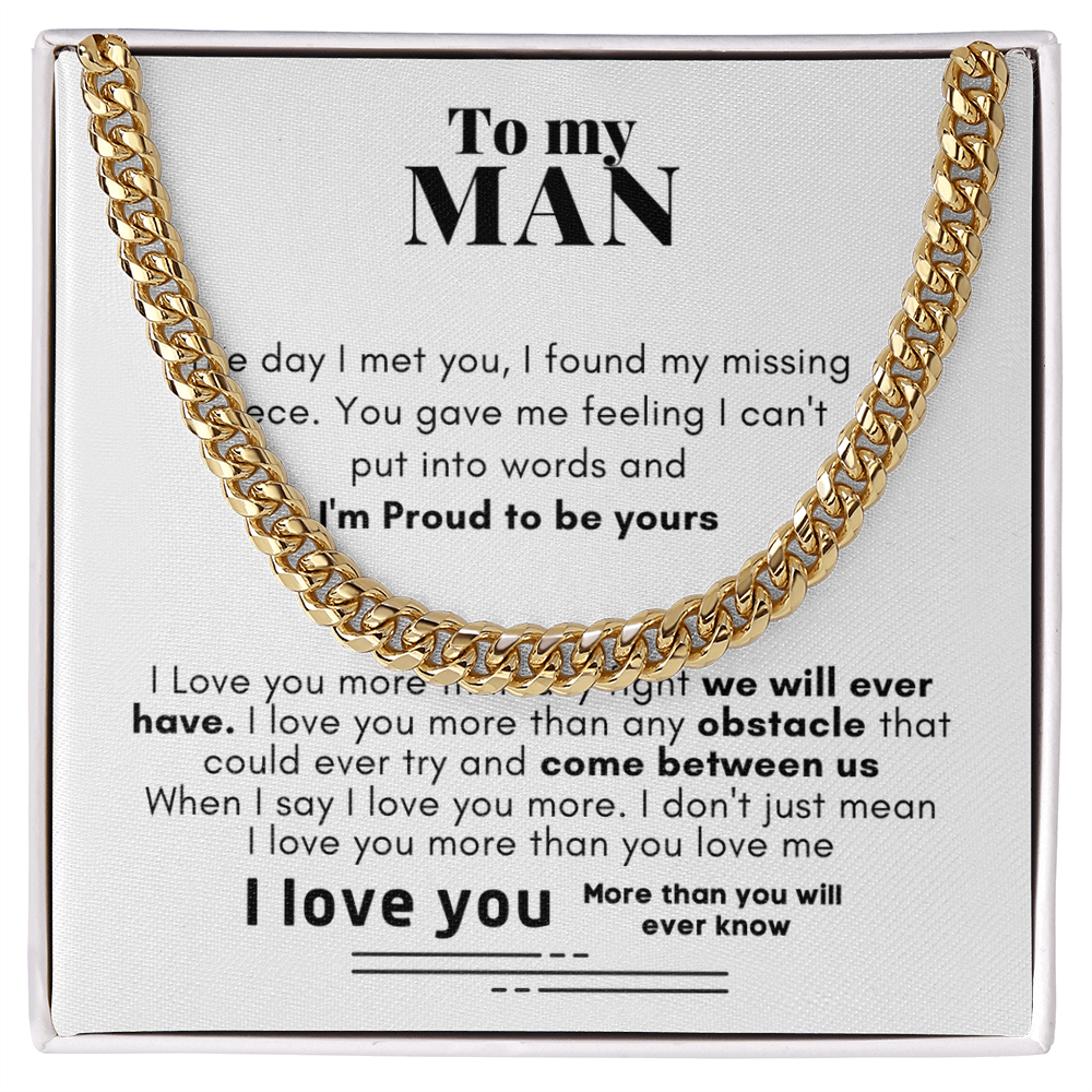 To My Man Proud To Be Yours Cuban Link Chain Necklace V2
