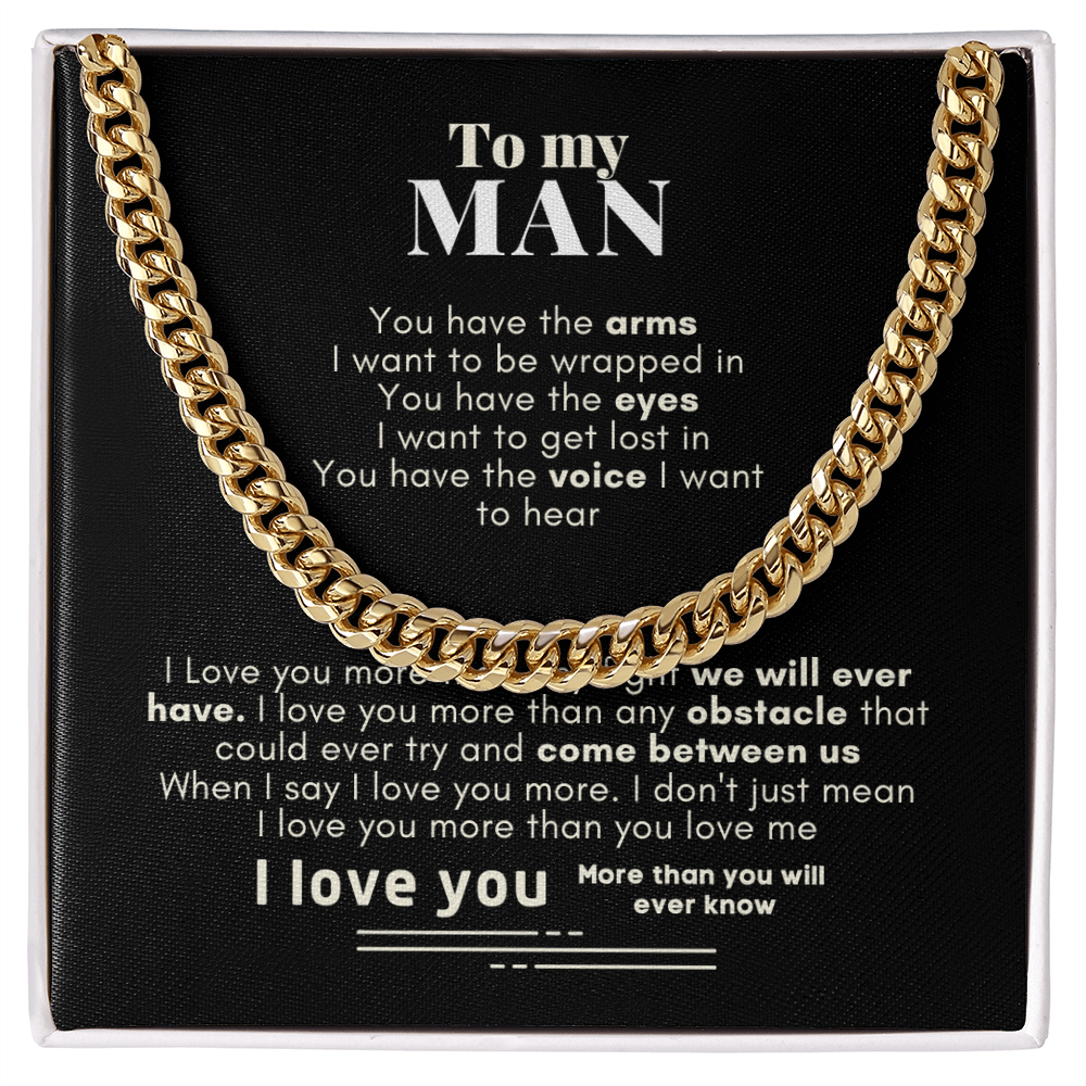 To My Man Cuban Link Chain Necklace V4