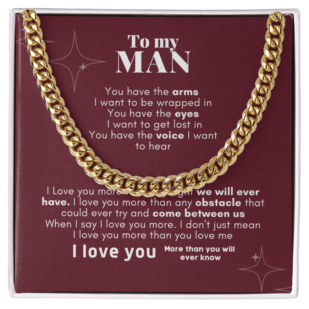 To My Man Cuban Link Chain Necklace V2