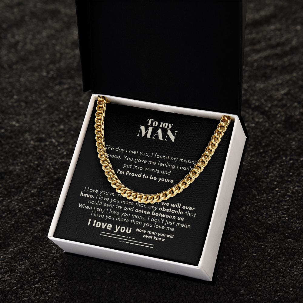 To My Man Proud To Be Yours Cuban Link Chain Necklace