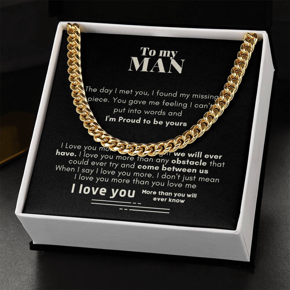 To My Man Proud To Be Yours Cuban Link Chain Necklace