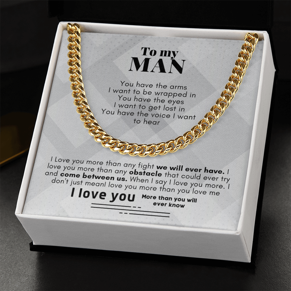 To My Man Cuban Link Chain Necklace