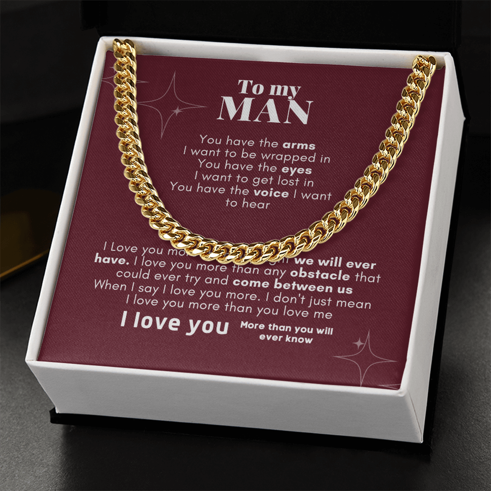 To My Man Cuban Link Chain Necklace V2