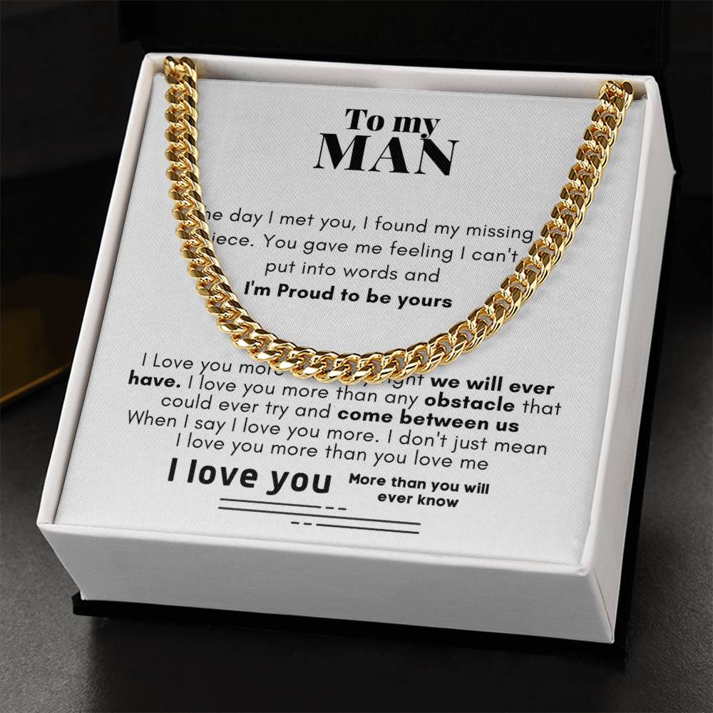 To My Man Proud To Be Yours Cuban Link Chain Necklace V2