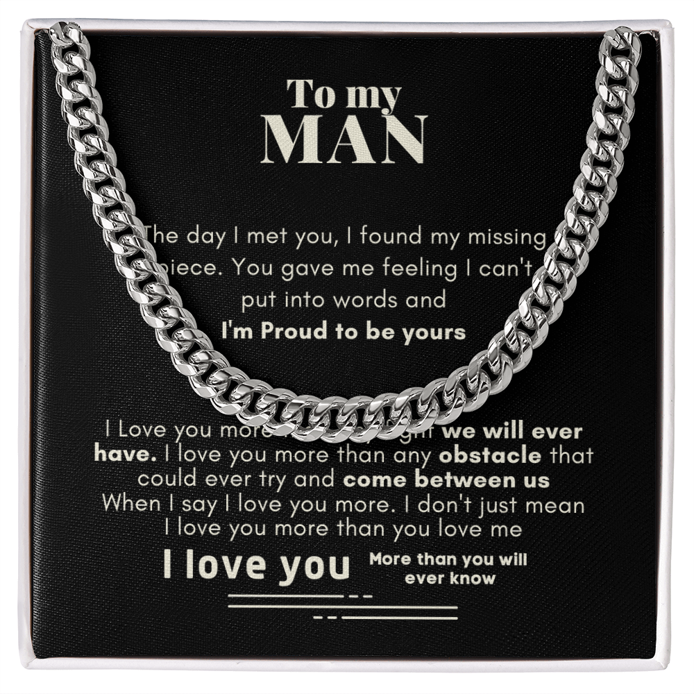 To My Man Proud To Be Yours Cuban Link Chain Necklace