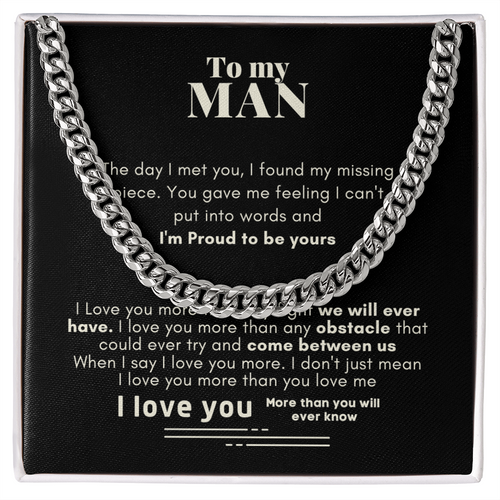 To My Man Proud To Be Yours Cuban Link Chain Necklace