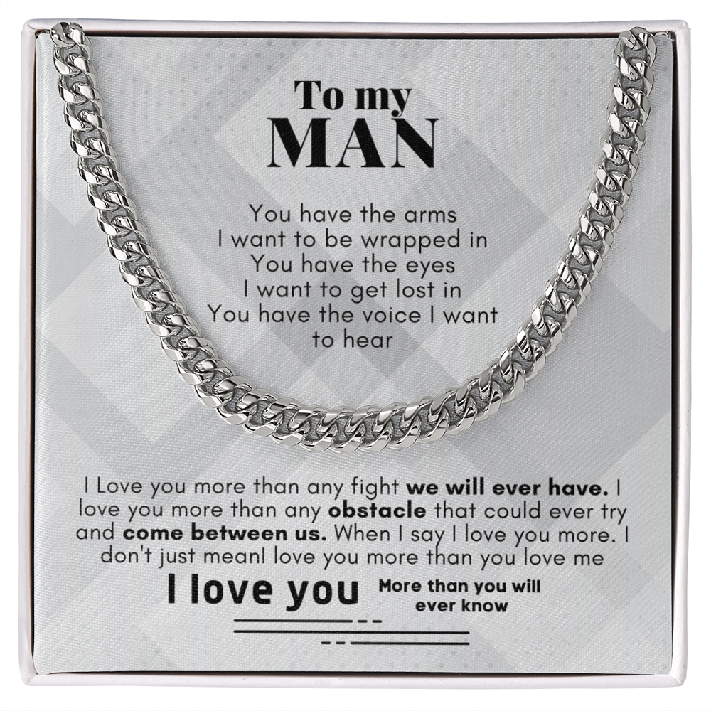 To My Man Cuban Link Chain Necklace