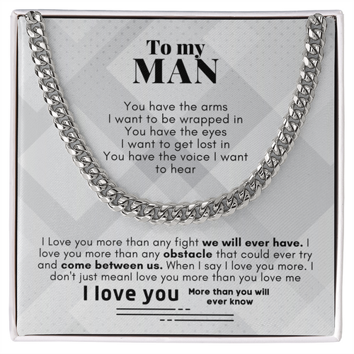 To My Man Cuban Link Chain Necklace