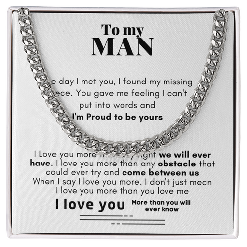 To My Man Proud To Be Yours Cuban Link Chain Necklace V2