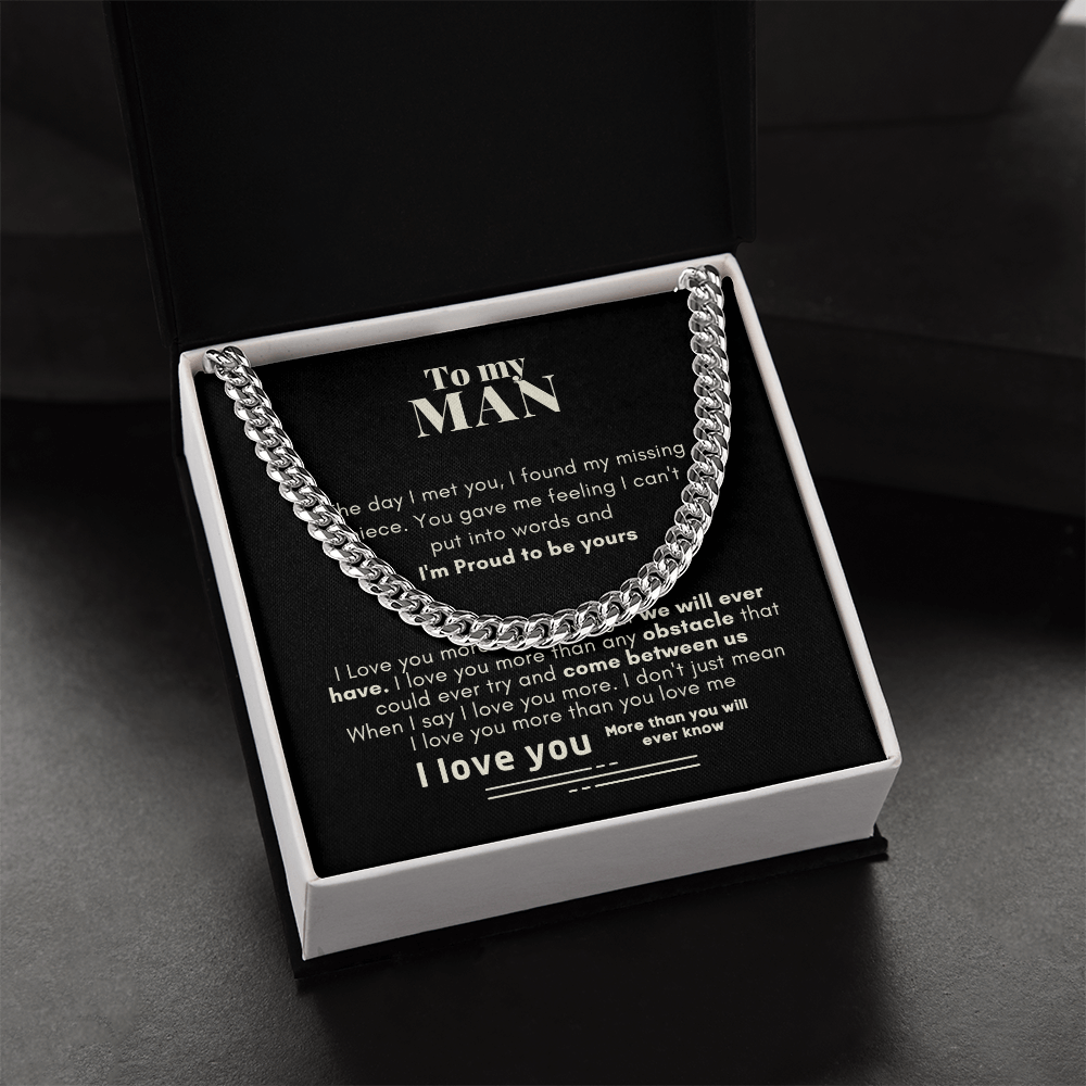 To My Man Proud To Be Yours Cuban Link Chain Necklace