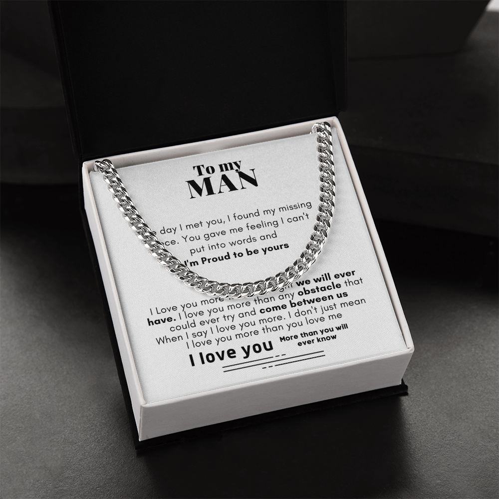 To My Man Proud To Be Yours Cuban Link Chain Necklace V2