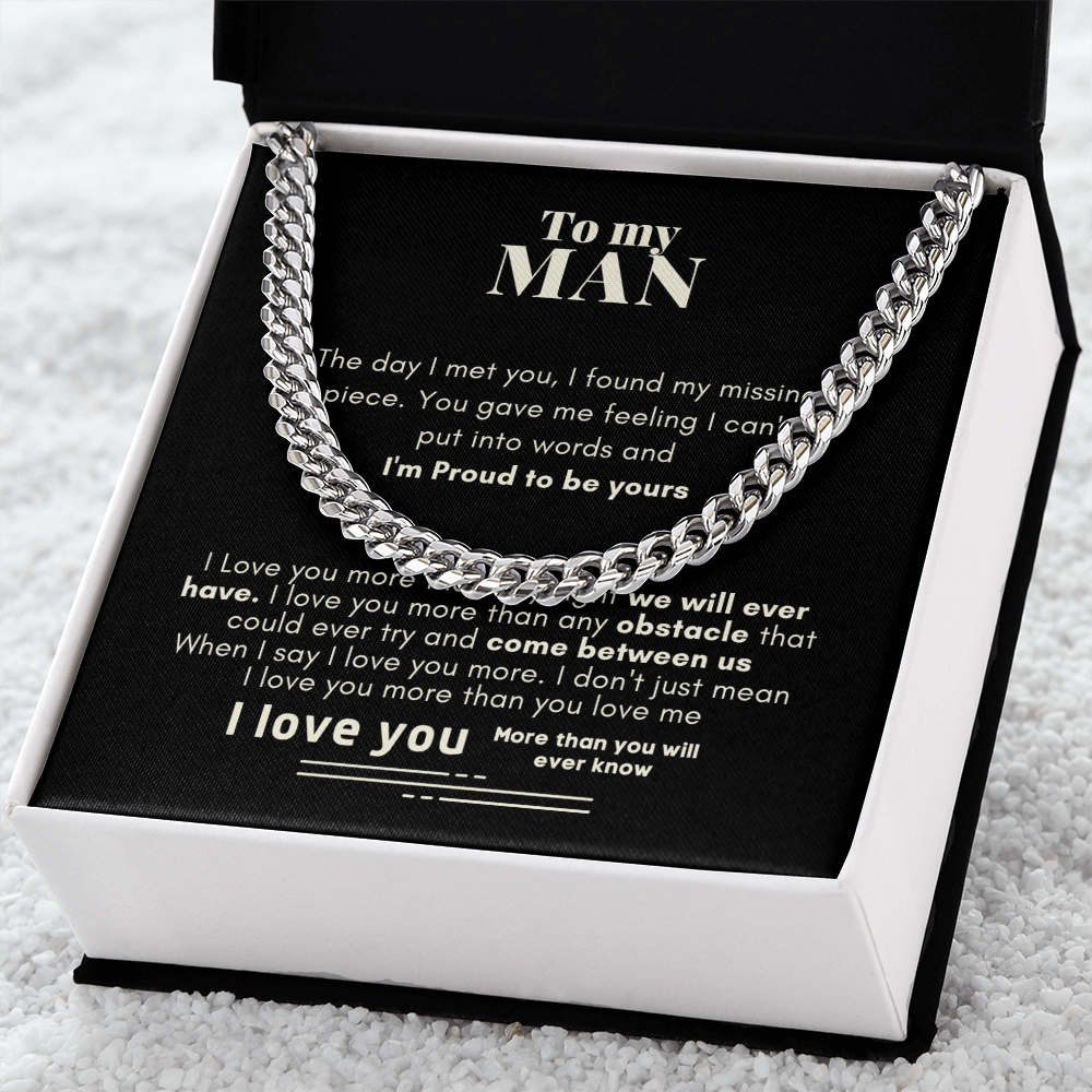 To My Man Proud To Be Yours Cuban Link Chain Necklace