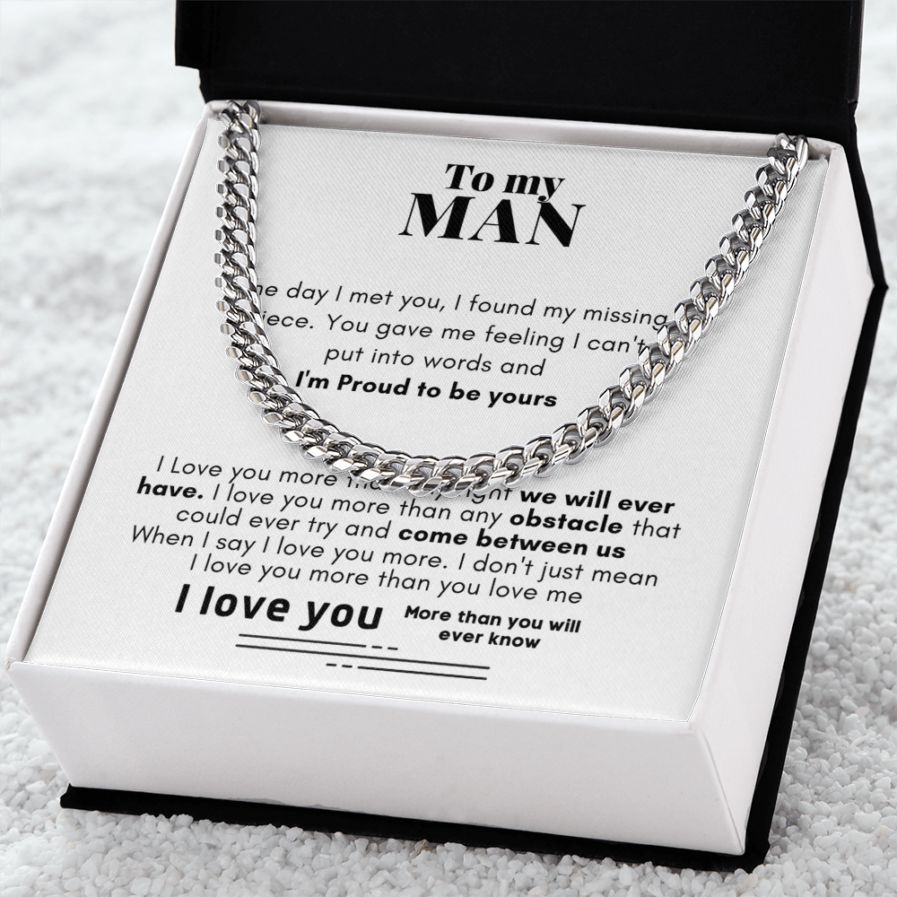 To My Man Proud To Be Yours Cuban Link Chain Necklace V2