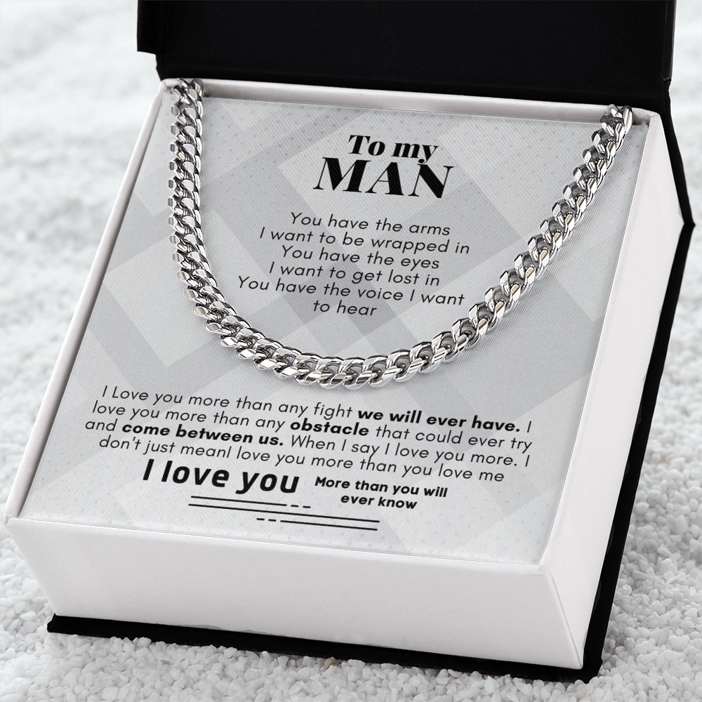 To My Man Cuban Link Chain Necklace