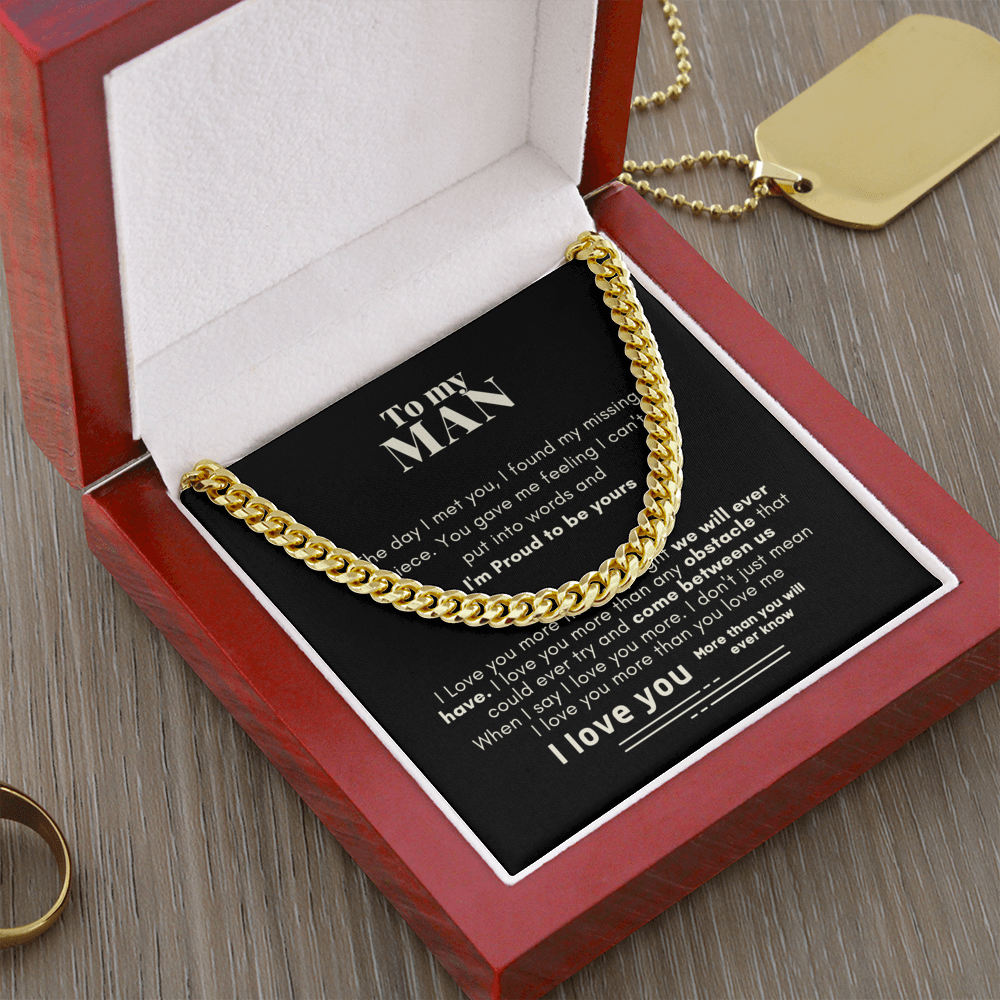 To My Man Proud To Be Yours Cuban Link Chain Necklace