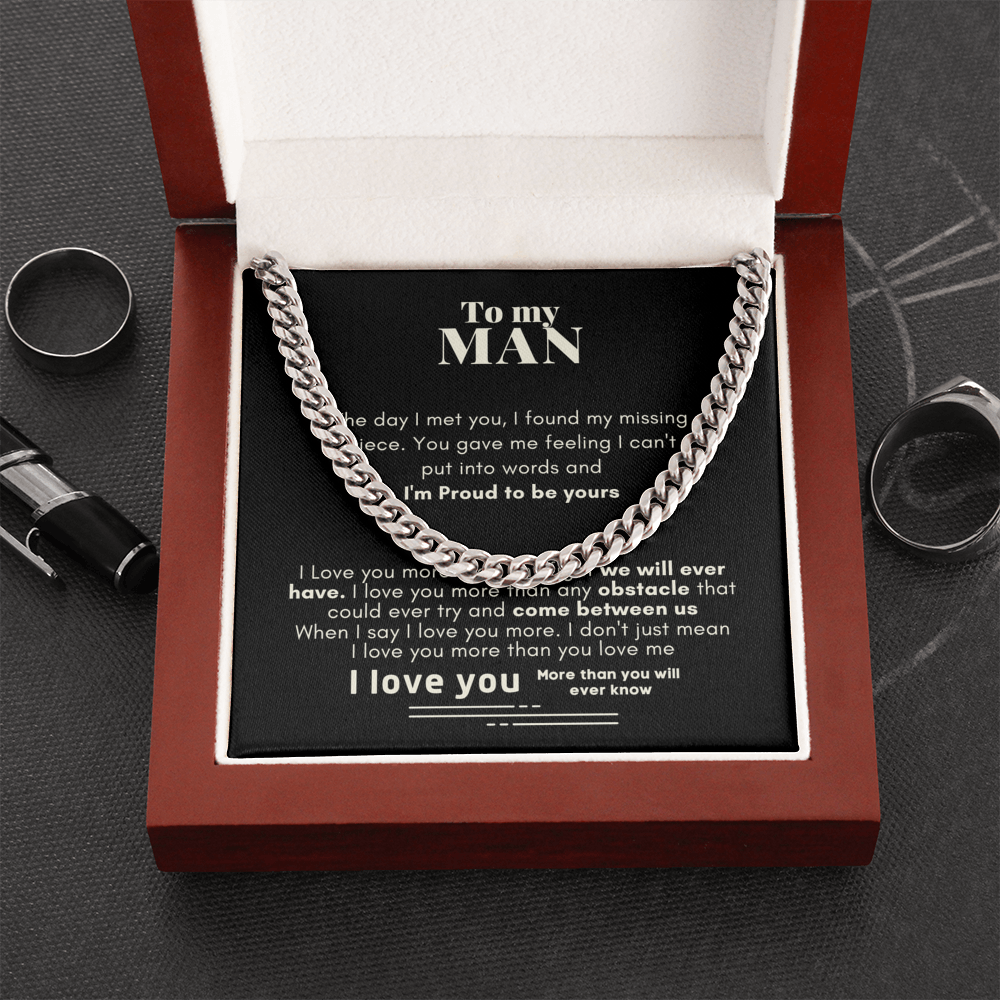 To My Man Proud To Be Yours Cuban Link Chain Necklace