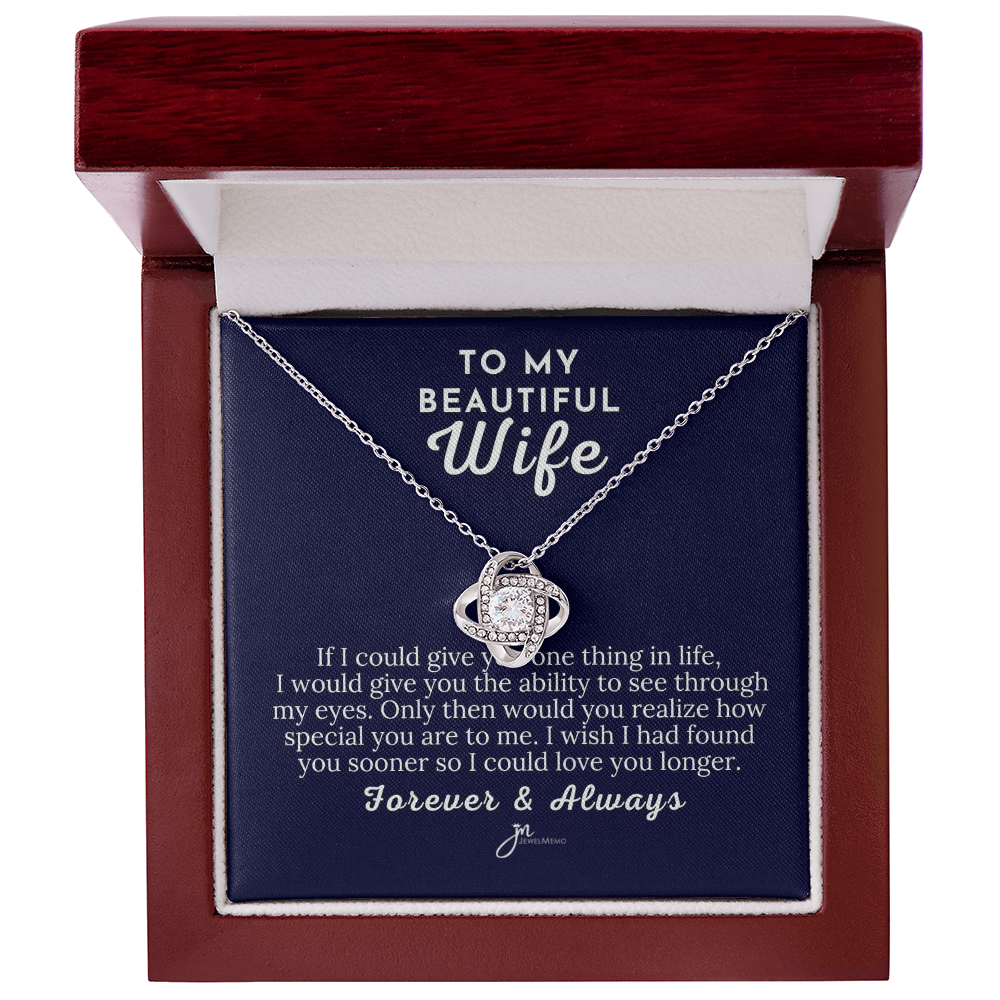 To My Beautiful Wife Love Knot Necklace