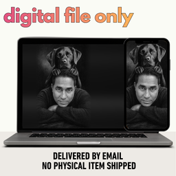 You & Your Pet: Timeless Portrait digital file on laptop and phone, delivered by email